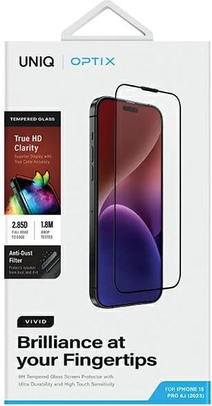 Xham mbrojtës UNIQ Optix Vivid për iPhone 15 Pro me aplikator