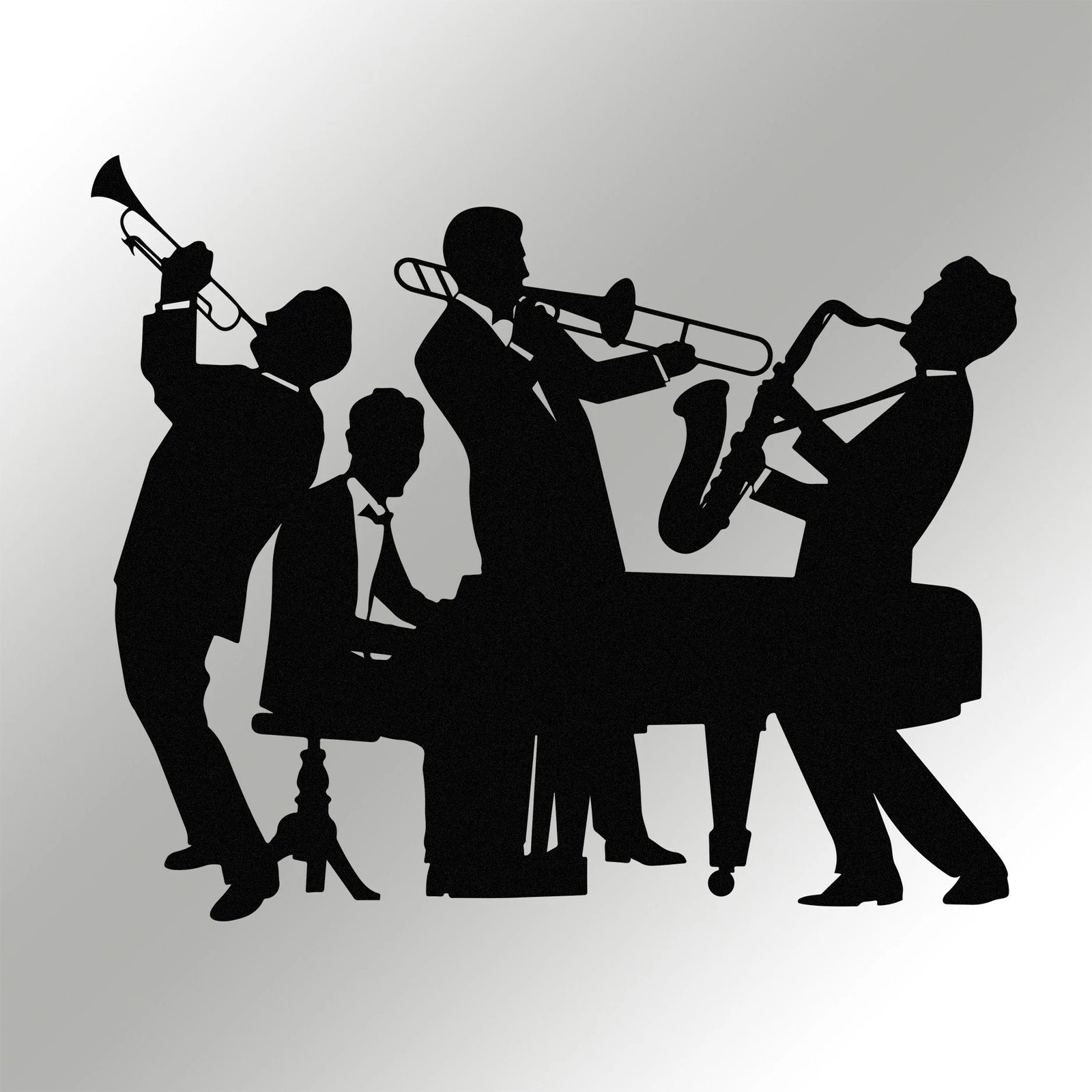 Aksesor dekorativ metalik për mur, Titanic Jazz, Wallity, ngjyrë e zezë