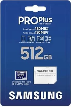 Kartelë memorie microSD Samsung PRO Plus 512 GB me adapter SD