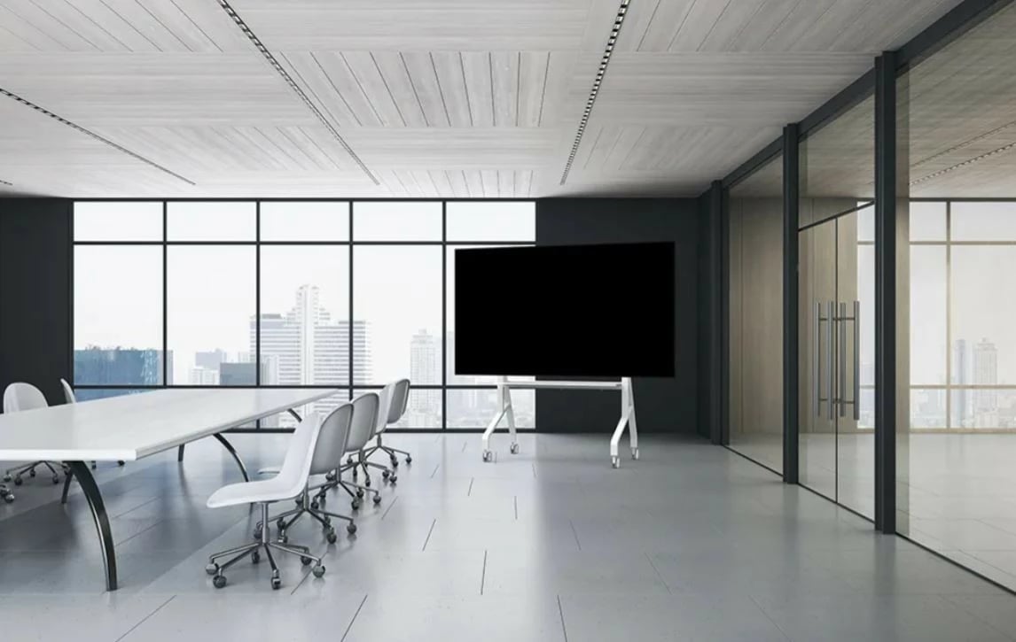 Stendë/karrocë mobile TV/monitor Neomounts MOVE Go XL FL50-575WH1, për 65-110", 125 kg, rregullim lartësie, rafte pajisjesh, e bardhë