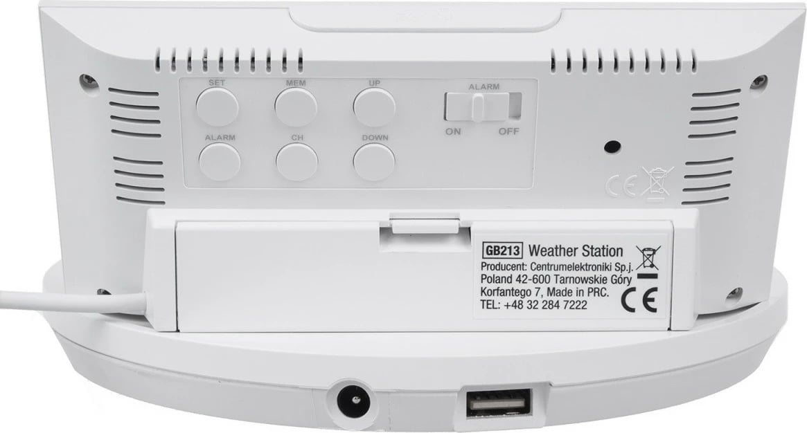 Stacion moti pa tela me karikues Qi, GreenBlue GB213, ekran LCD me ngjyra, sensor i jashtëm 60 m, portë USB, i bardhë