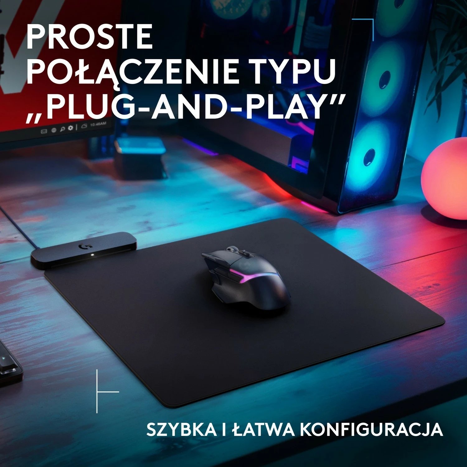 Mauspad Logitech PowerPlay 2, wireless charging, zi