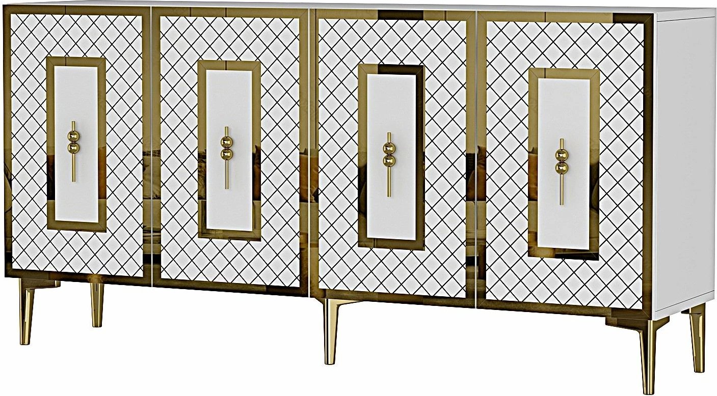 Konsolë Skye Decor, Puma 150, e bardhë dhe ari