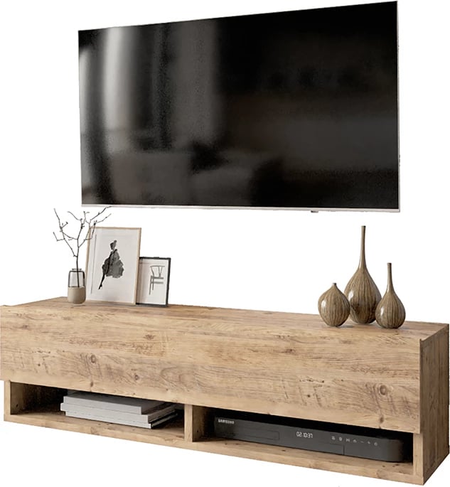 Njësi TV për mur Roscoe, ngjyrë lisi, 100x31,5x29,5cm