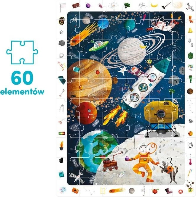Puzzle edukativ CzuCzu Observation Space, 60 pjesë, me poster, shumëngjyrësh