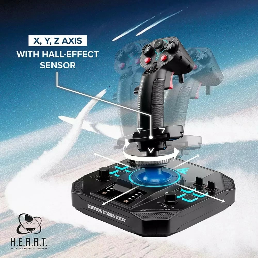 Joystick dhe throttle HOTAS Thrustmaster Sol-R 4 2960945, 21 butona, USB-C me kabllo, për PC, e zezë, set