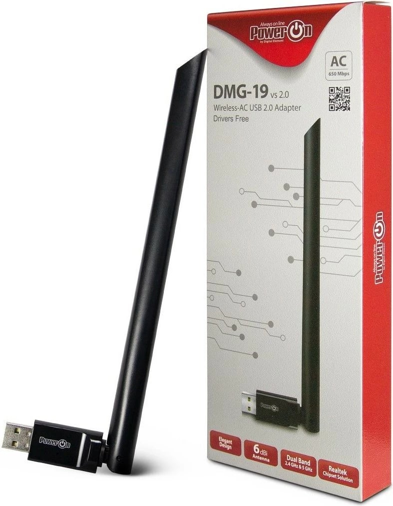 Adapter Wi-Fi Inter-Tech DMG-19, USB, 650 Mbit/s, i zi