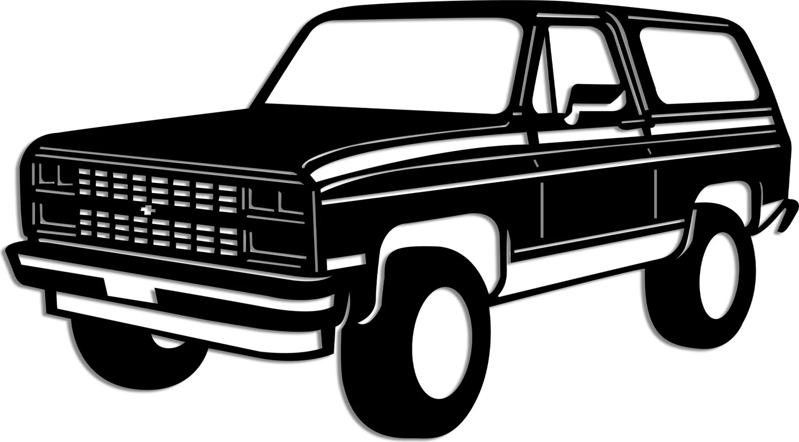 Aksesor dekorativ metalik për mur, Wallity, Chevrolet K5 Blazer, ngjyrë e zezë, 60x33cm