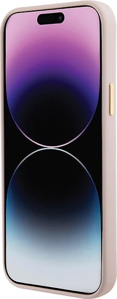Mbështjellës Guess Silicone Logo Strass 4G për iPhone 15, Rozë e çelët