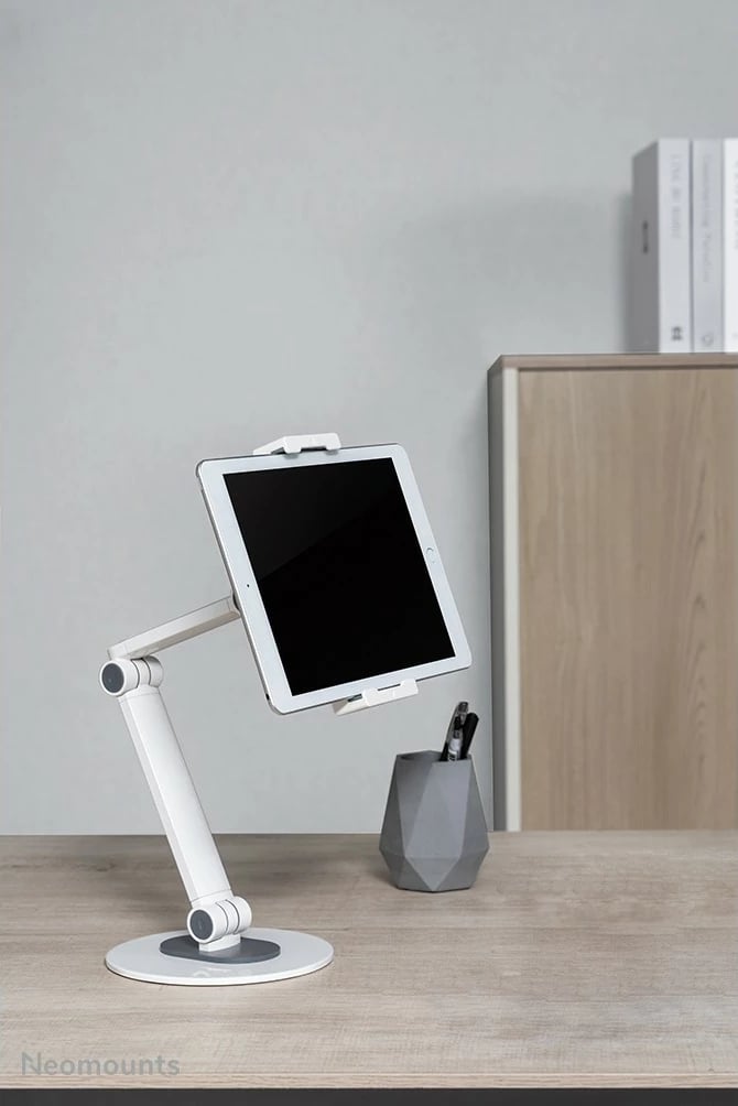 Mbajtëse tavoline Neomounts DS15-550WH1, universal, për tabletë/celular, rrotullim 360°, e bardhë