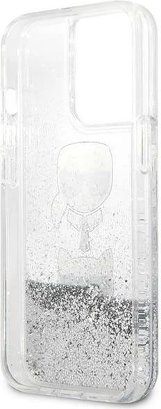 Mbështjellës Karl Lagerfeld KLHCP13LKICGLS për iPhone 13/13 Pro 6.1", hardcase, Liquid Glitter, argjendtë