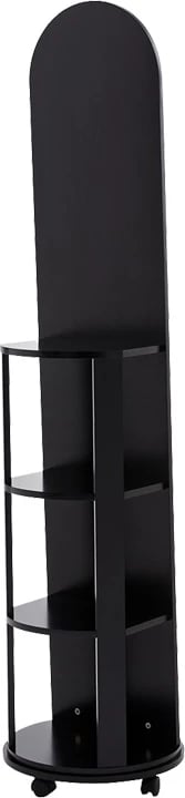 Pasqyrë dyshemeje rrotulluese me rafte, ngjyrë e zezë, MDF, Espero, 34x170cm