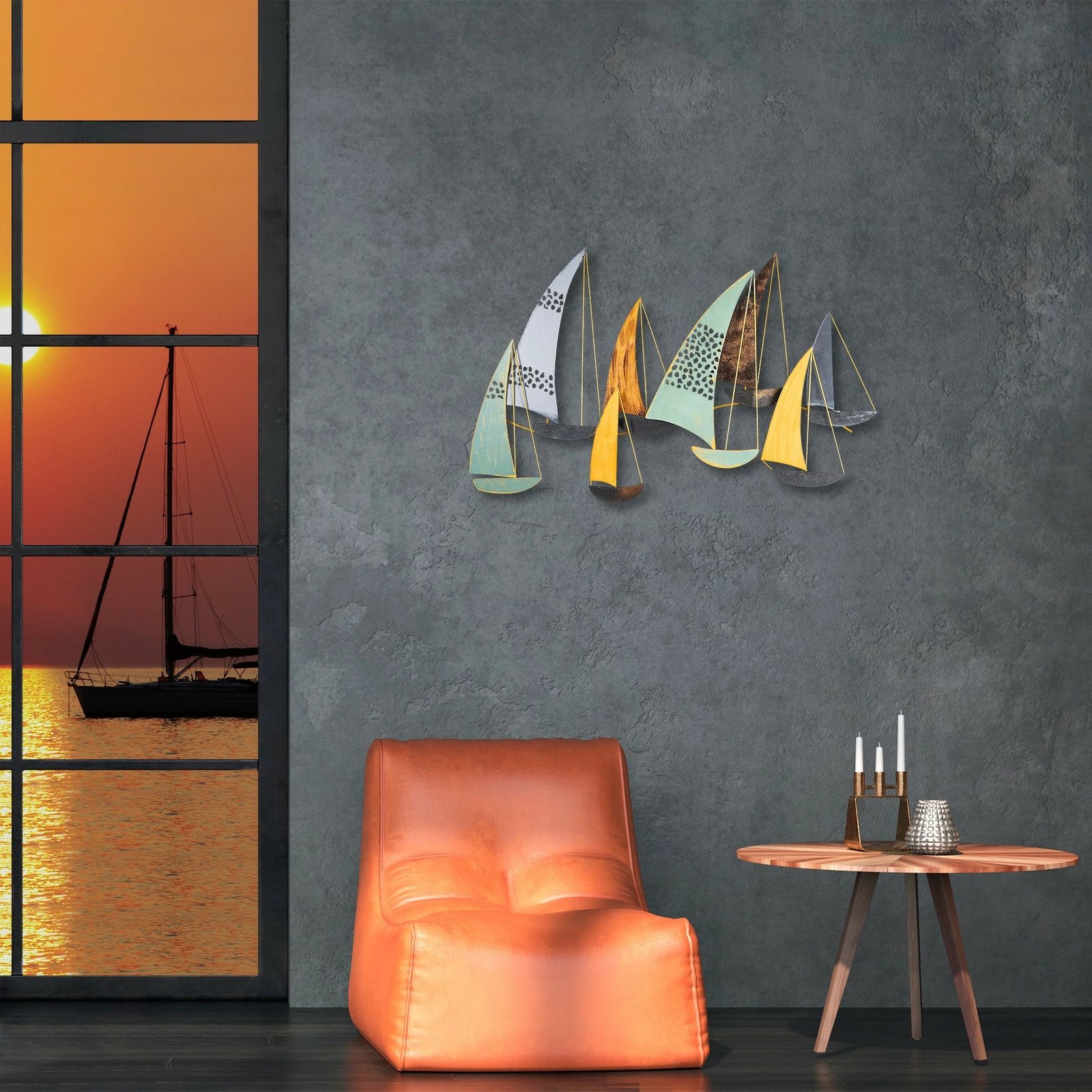 Aksesor dekorativ metalik për mur Wallity, Yavuz, shumëngjyrësh, 111x70x8cm