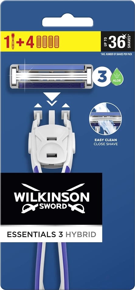 Rroje manuale për meshkuj Wilkinson Essentials 3 Hybrid, 4 kartridha