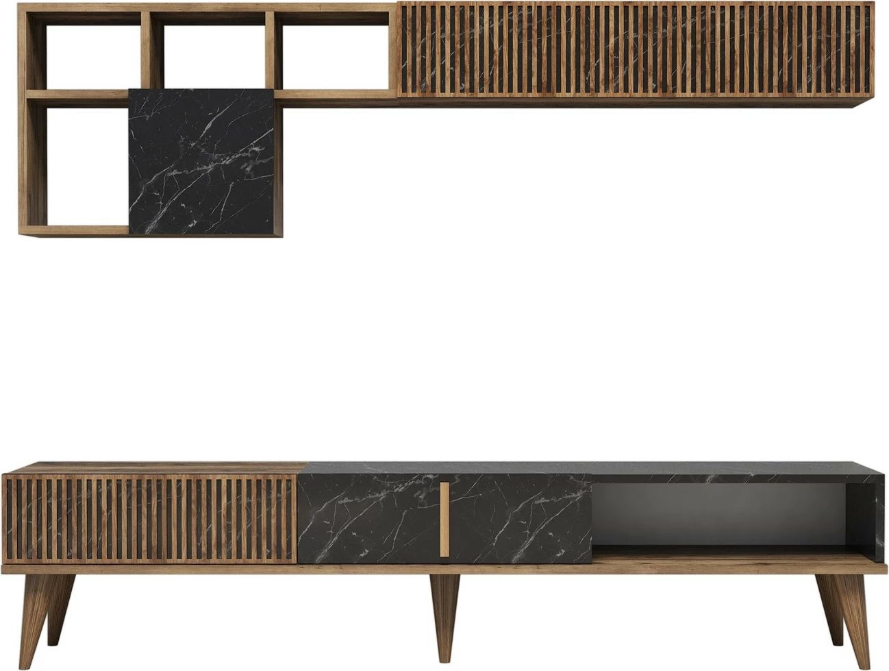 Komodë TV Hanah Home, Milan, ngjyrë arre dhe e zezë