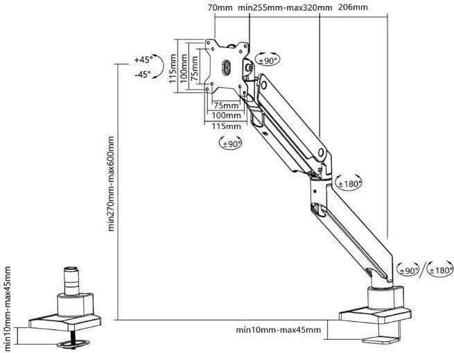 Mbajtëse tavoline për monitor Neomounts NM-D775BLACKPLUS, 10-49 inç, 1-18 kg, VESA 75x75/100x100, e zezë