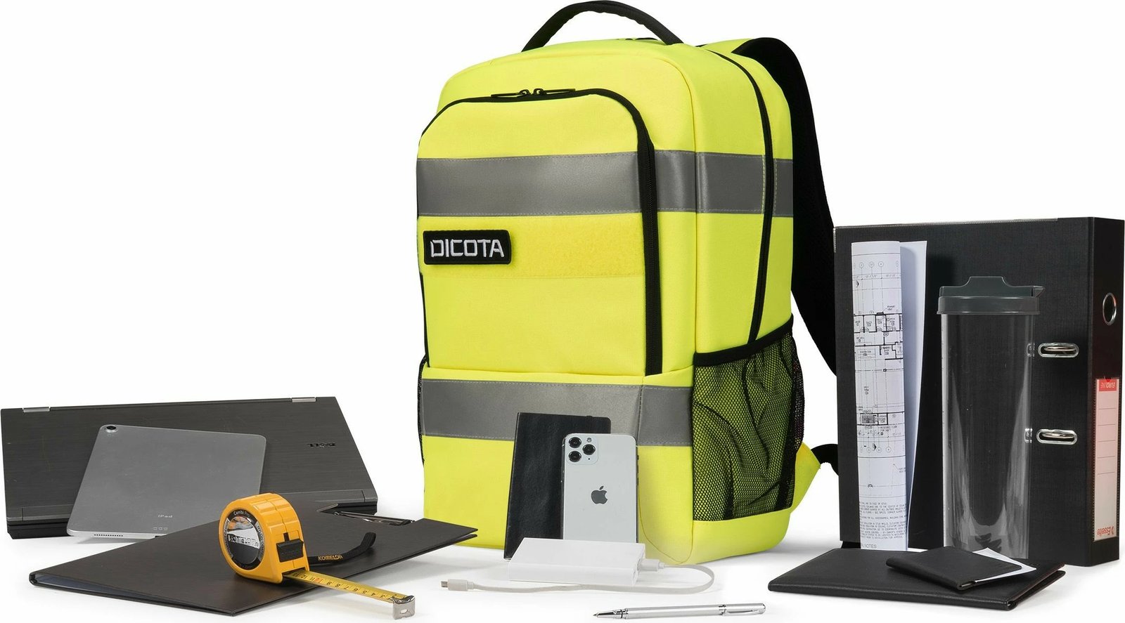 Rucksack DICOTA P20471-17, 24L, ndarje për laptop, rPET, zi/gri/verdhë