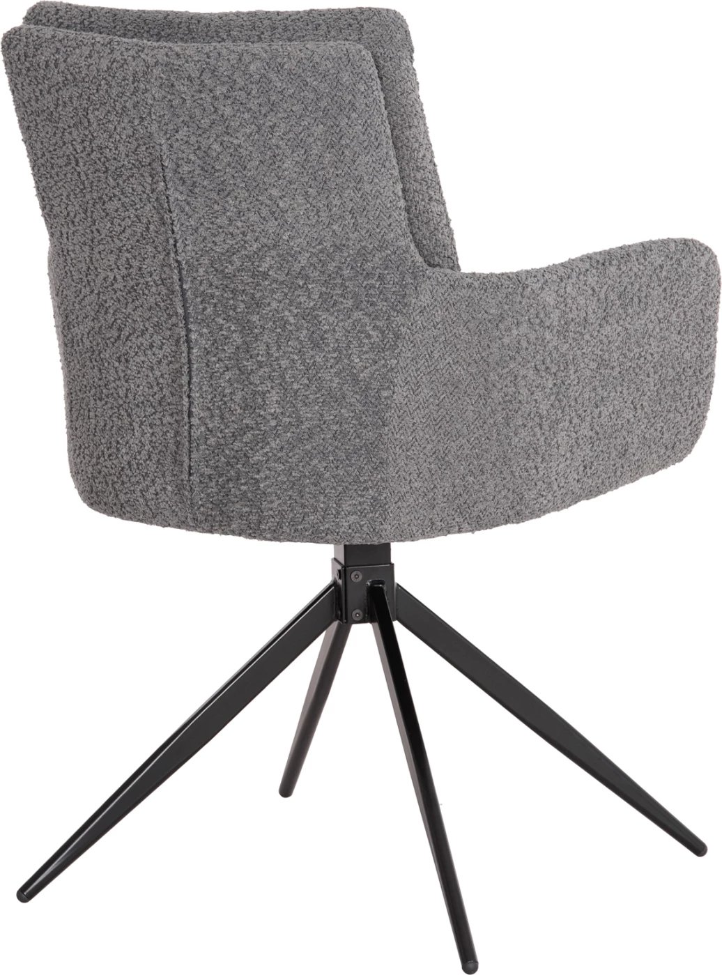 Karrige për ngrënie me rrotullim, pëlhurë boucle gri, këmbë metali, 62x60x90cm