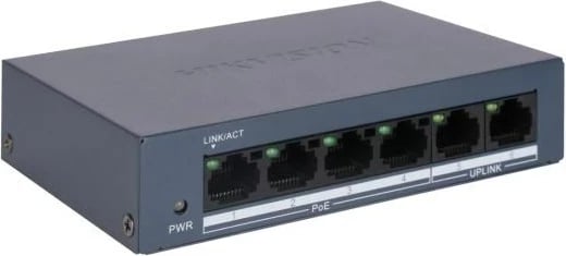 Switch Hikvision DS-XS0106-P, 6 porta, PoE, Metalik