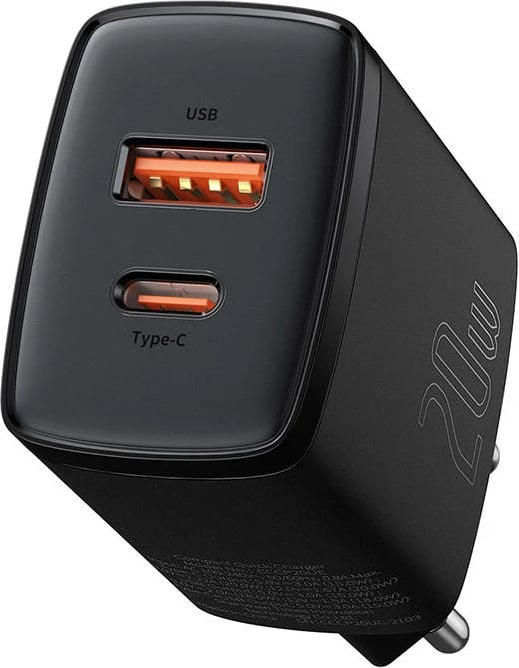 Karikues i shpejtë Baseus Compact, CCXJ-B01, 20W, USB/USB-C, zi Karikues i shpejtë Baseus Compact, CCXJ-B01, 20W, USB/USB-C, zi
