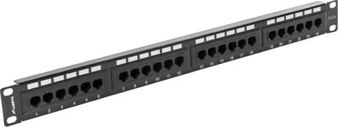 Patch panel Lanberg PPU5-1024-B, 24 porta, 1U, CAT 5e, e zezë