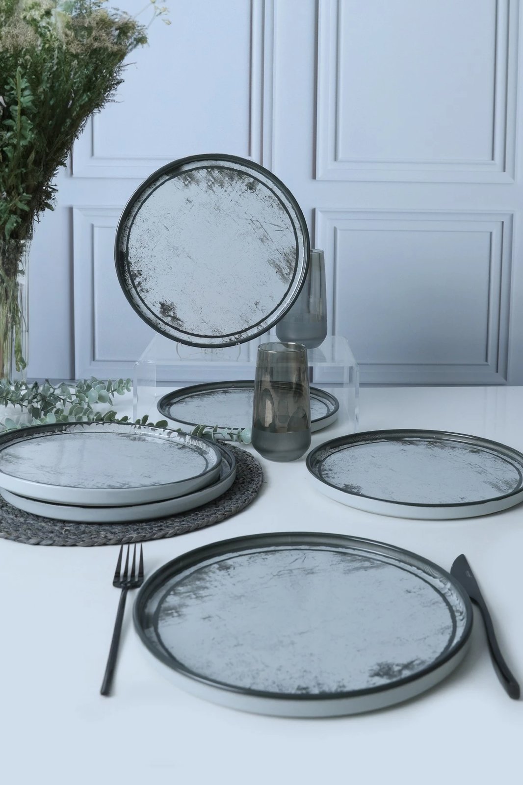 Set pjatash shërbimi (6 copë), Hermia Concept, X00018264, ngjyrë kaltër e çelët