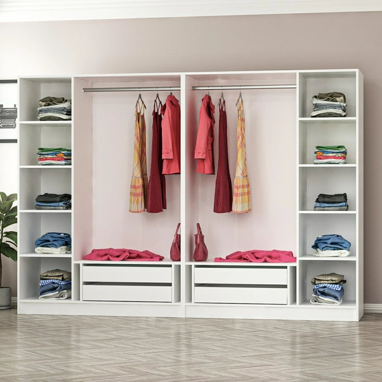 Dollap garderobe Skye Decor, i bardhë e zi, 6638