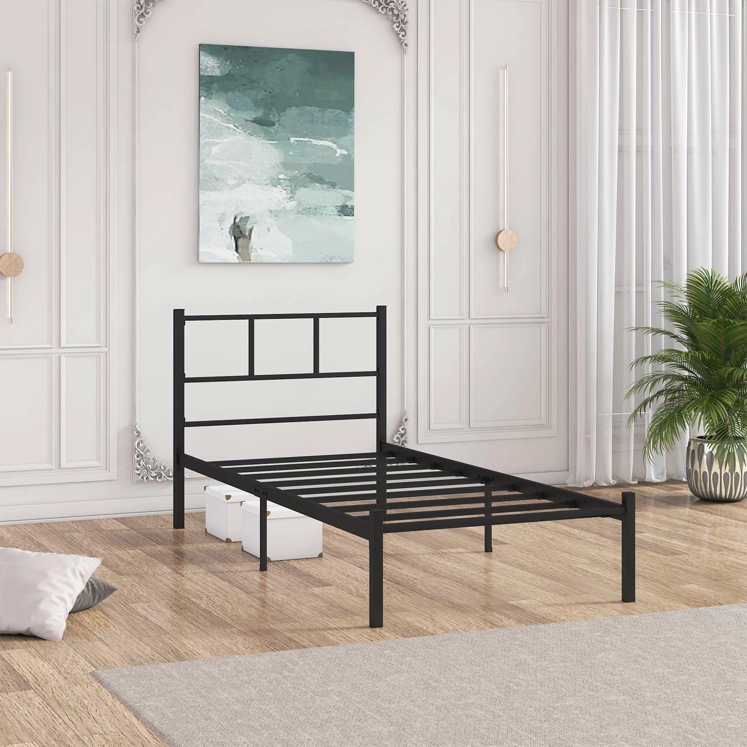 Kornizë shtrati teke, ngjyrë e zezë, Skye Decor, Cemre, 100x200