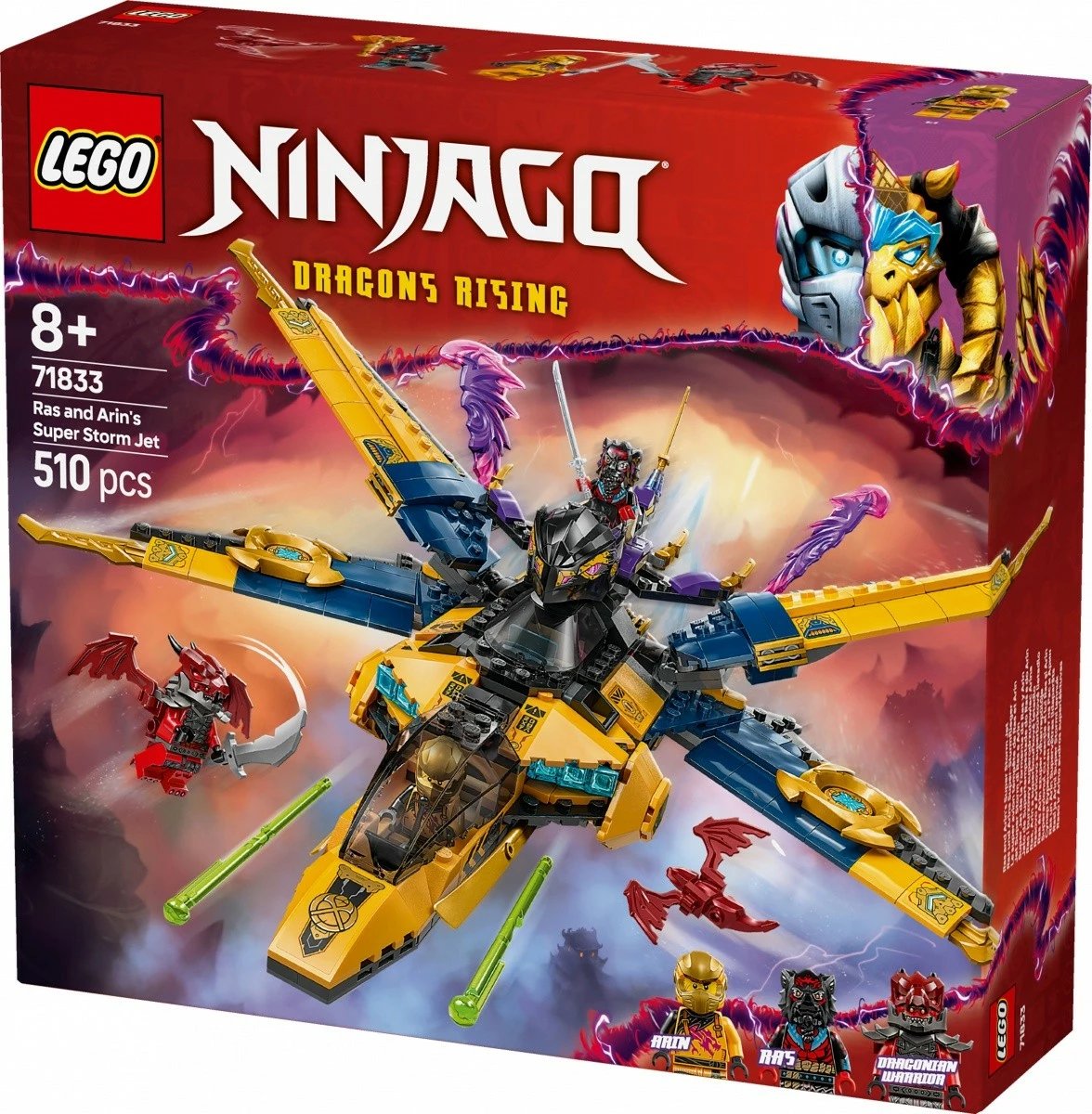 Set LEGO Ninjago 71833 Ras and Storm Superjet Arina, 510 pjesë