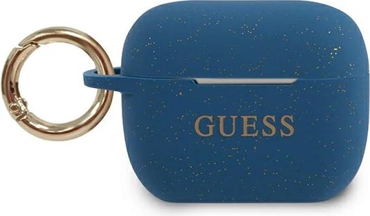 Mbështjellës Guess GUACAPSILGLBL për AirPods Pro, silikon, kaltër me shkëlqim