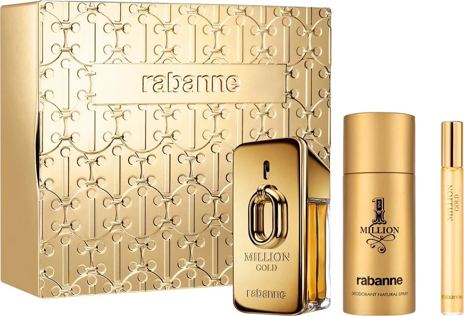 Set Eau de Parfum dhe deodorant për meshkuj Paco Rabanne Million Gold, 50ml + 150ml + 10ml