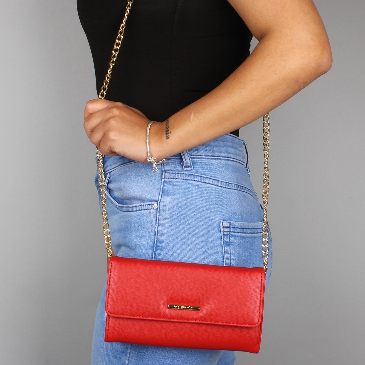 Kuletë e vogël crossbody me zinxhir, ngjyrë e kuqe, Zoozie Bags, 19.5x11cm