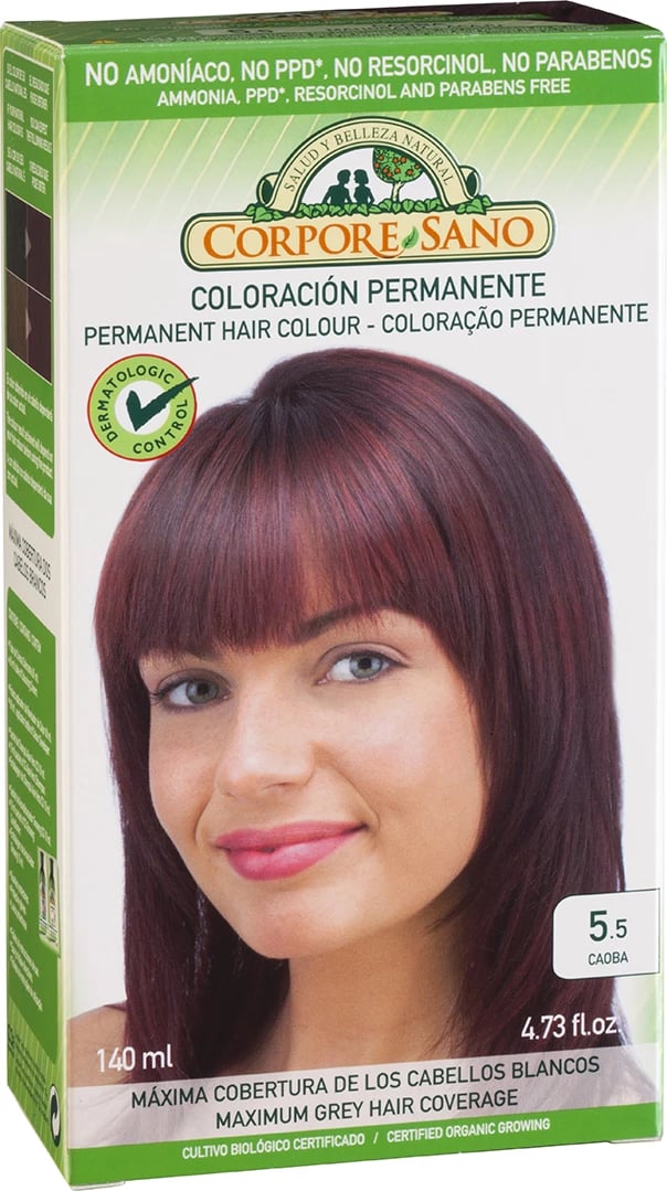 Bojë flokësh permanente unisex Corpore Sano 5.5 Caoba 140ml