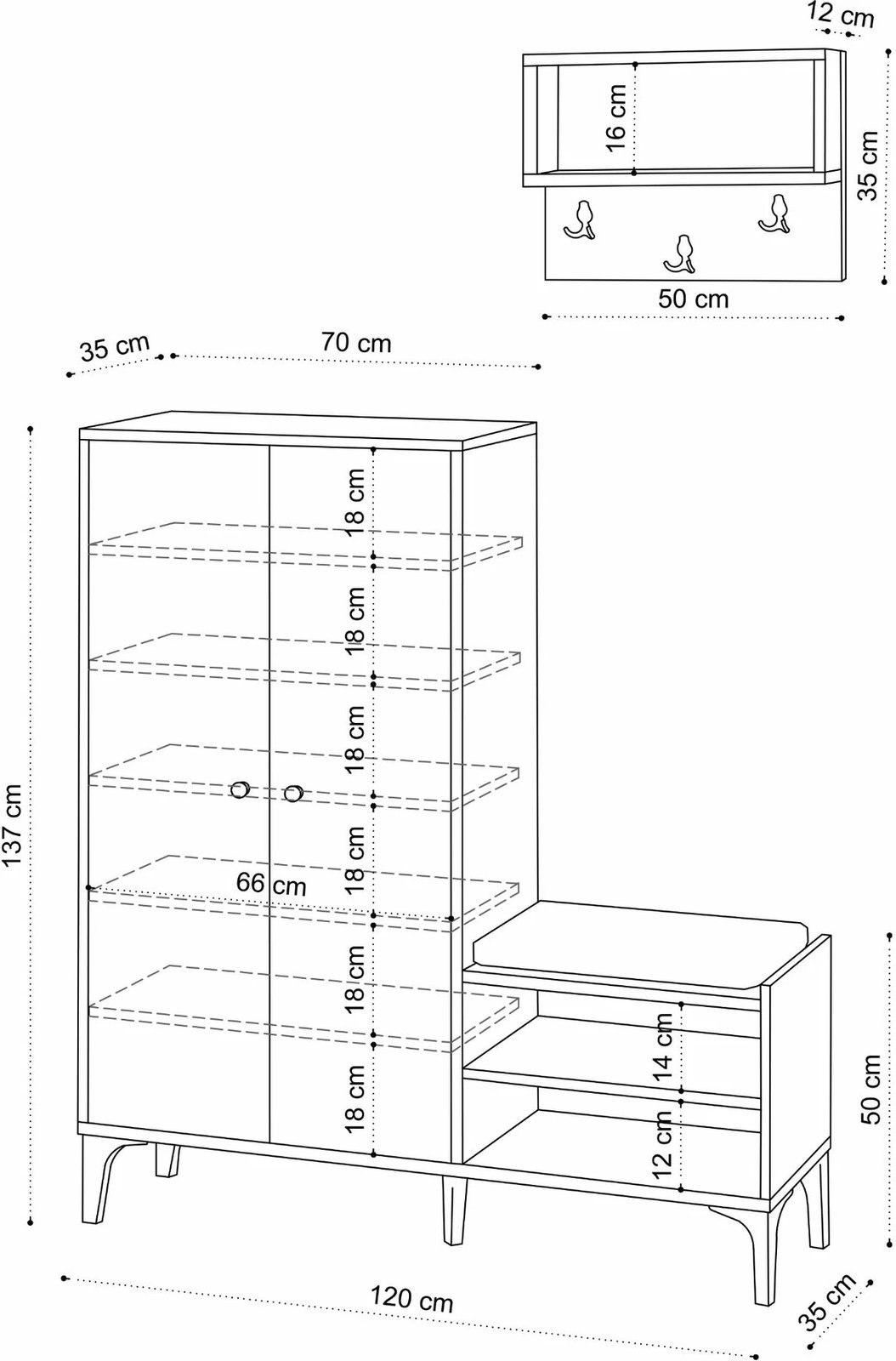 Dollap këpucësh Hanah Home, Jess, ngjyrë lisi