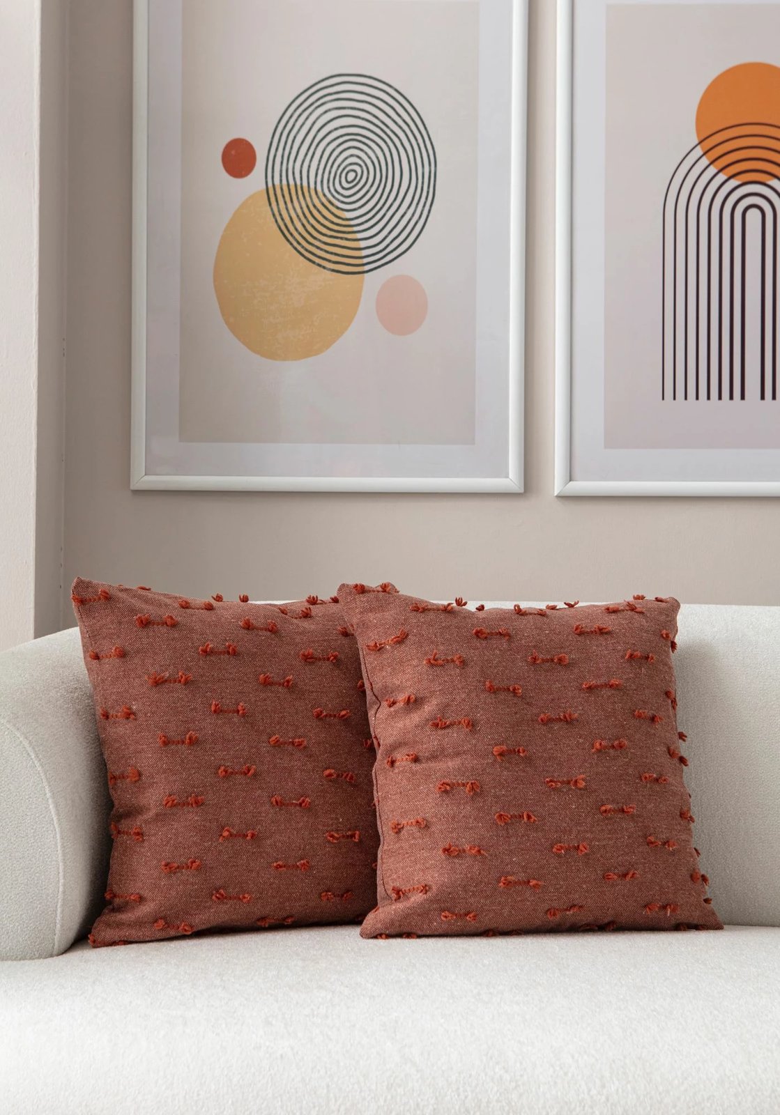 Set mbulesash jastëku (2 copë), Evila Originals, Tuffet, ngjyrë e kuqe kashte v6