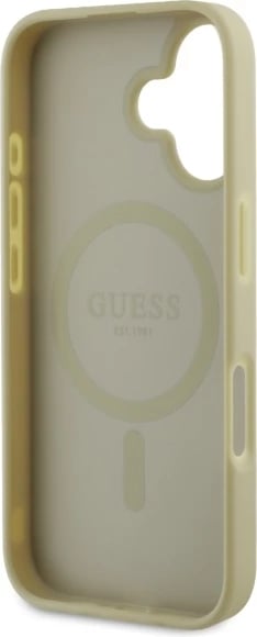 Mbështjellës Guess Saffiano Peony Classic Logo MagSafe për iPhone 16, ari