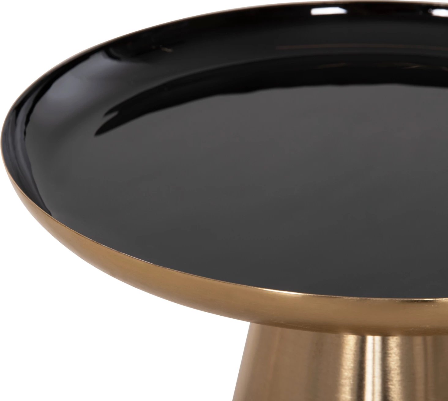 Tavolina kafeje 2 copë OLUF, metal i smaltuar, ngjyrë ari me shkëlqim & e zezë, Φ50 & Φ41 cm