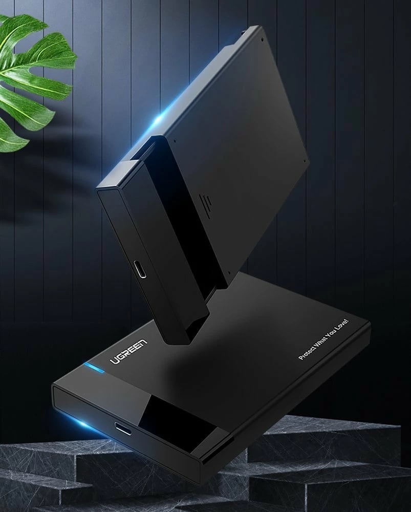 Kasë Ugreen US221 30848 për HDD/SSD 2.5", USB 3.2 Gen 1, me kabllo 0.5m, e zezë