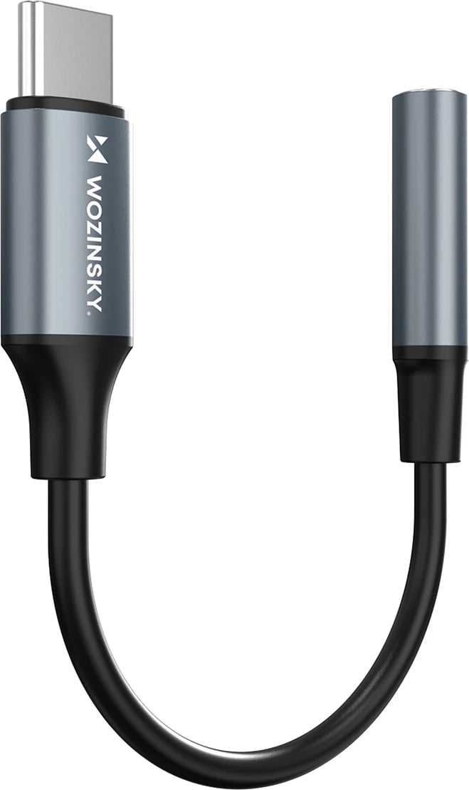 Përshtatës USB-C në 3.5 mm mini jack, Wozinsky, WACM-01, HiFi audio, OMTP/CTIA, alumini, i zi