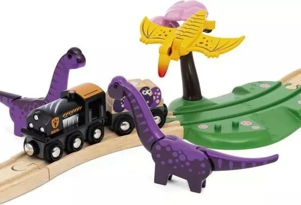 Set aventurë dinosaurësh Ravensburger BRIO, dru, për fëmijë