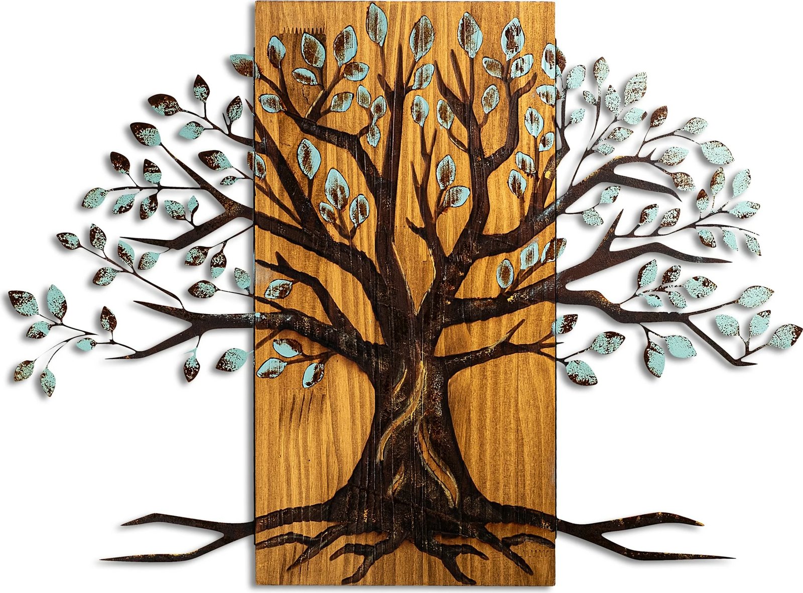 Aksesor dekorativ prej druri për mur, Wallity, shelgu, 382-A, ngjyrë arre dhe kafe, 58x80cm