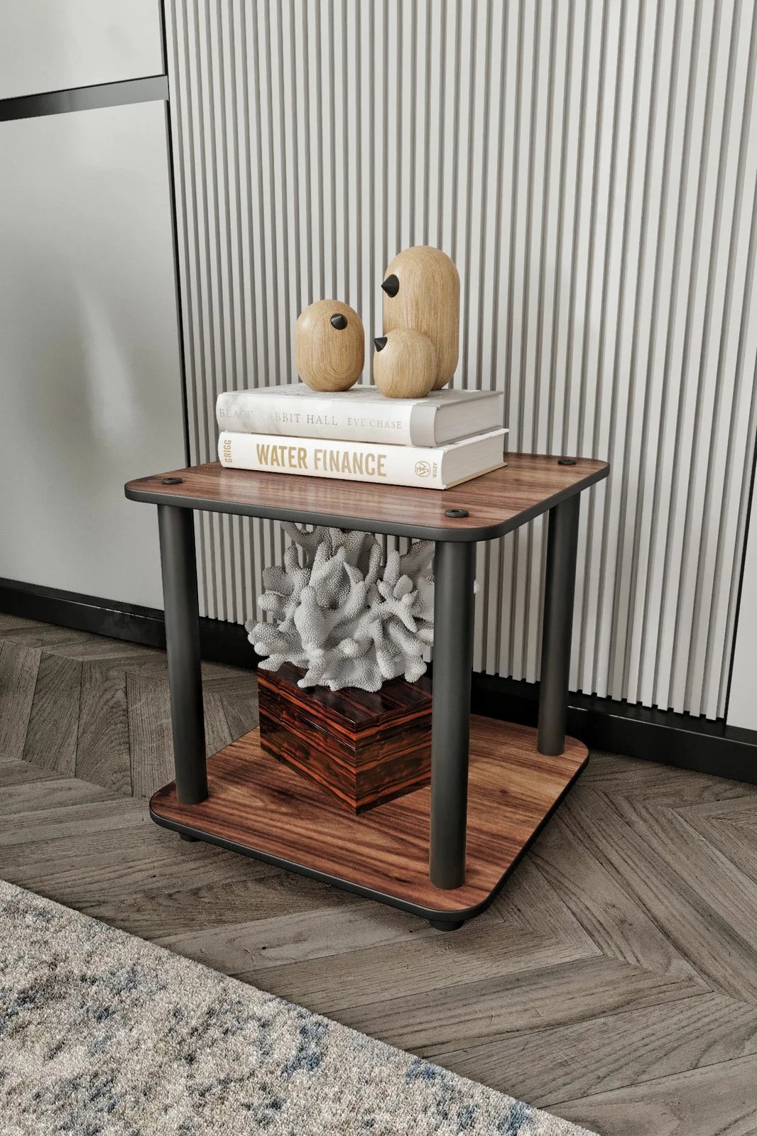 Tavolinë anësore, dy kate, ngjyrë arre, Skye Decor