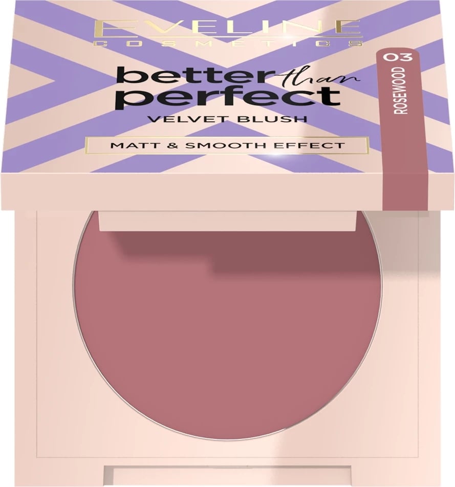 Blush i shtypur për femra Eveline Cosmetics Better Than Perfect Velvet Blush 03 Rosewood, 2.3g