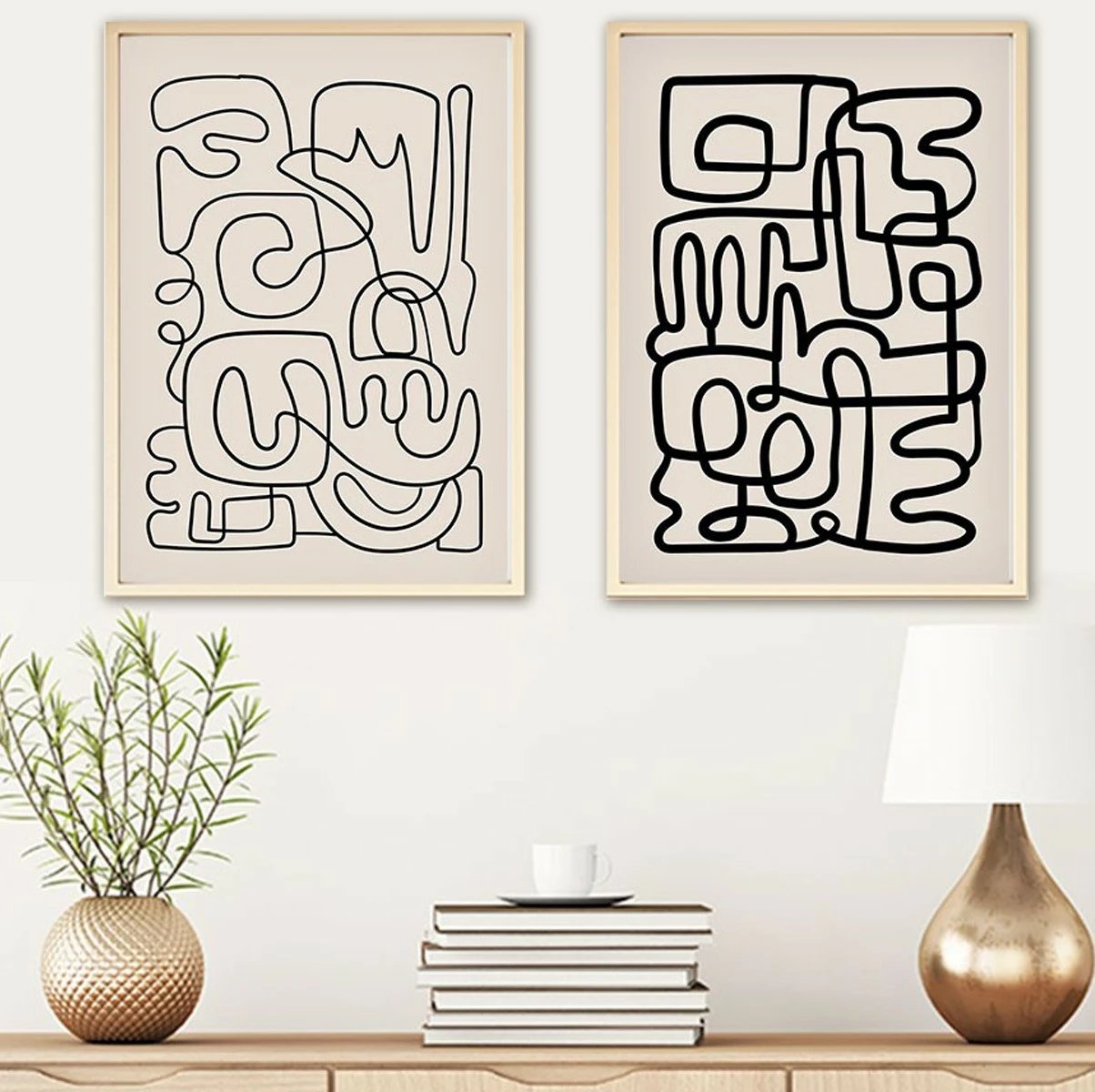 Pikturë dekorative me kornizë MDF (2 copë), Wallity, Huhu184, 50x70cm