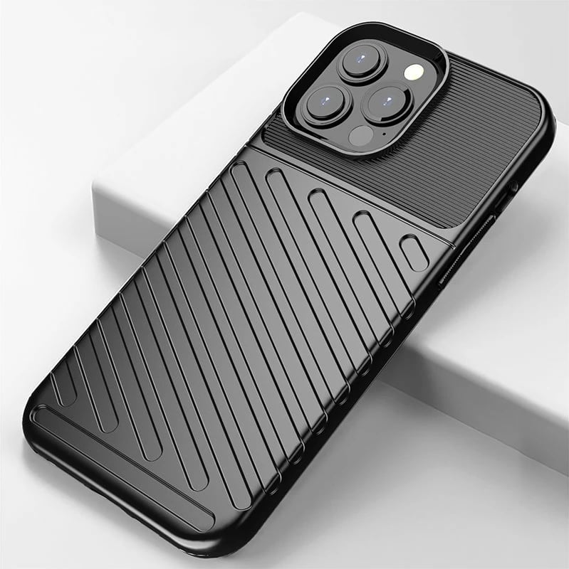 Mbështjellës Hurtel Thunder Case për iPhone 13 Pro Max, TPU, i zi