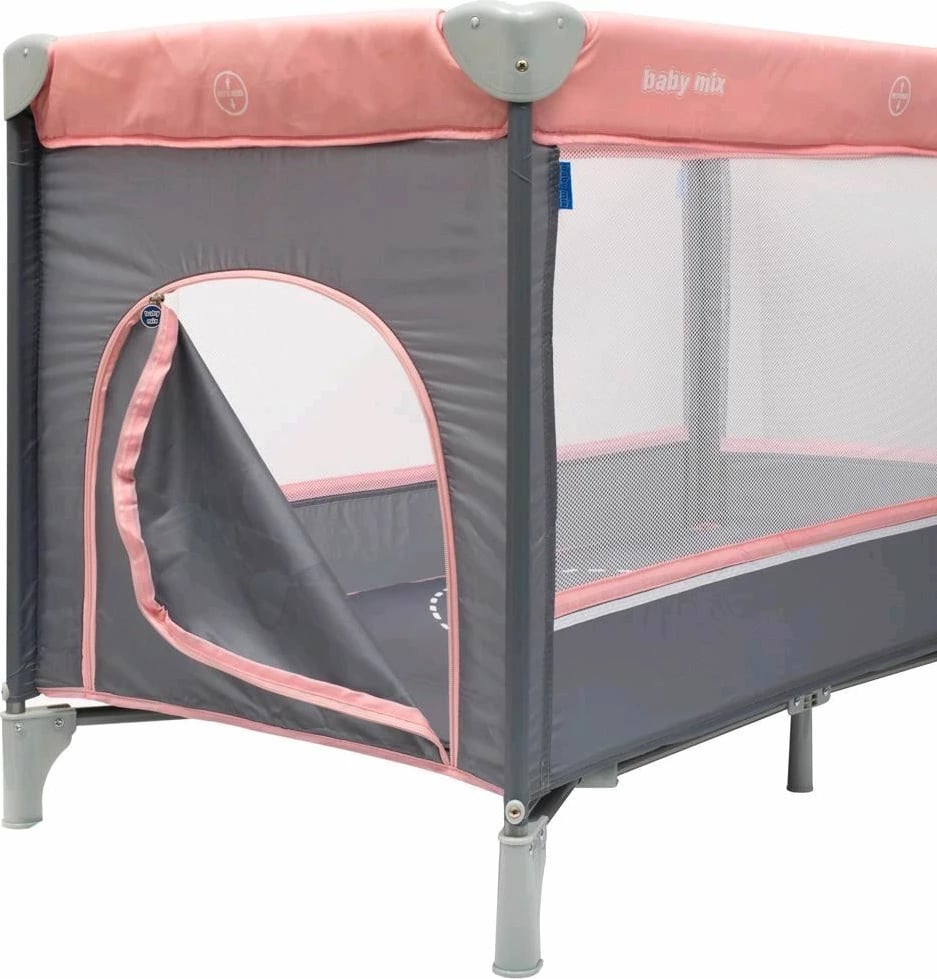 krevat udhëtimi dhe park lojërash Baby Mix Elephants 120x60 cm me nivel të varur, me rrota me frena, blu