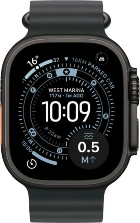 Smartwatch Apple Watch Ultra 3 GPS + Cellular, 49 mm, titani, Ocean band, e zezë