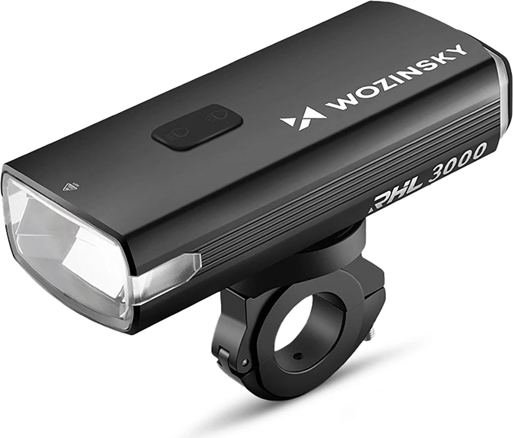 Dritë përpara biçiklete Wozinsky RHL 3000, 10000 mAh, 3000 lm, e zezë, me kabllo USB-C