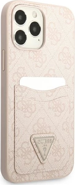 Mbështjellës Guess 4G Triangle Logo Cardslot për iPhone 13/13 Pro, Rozë