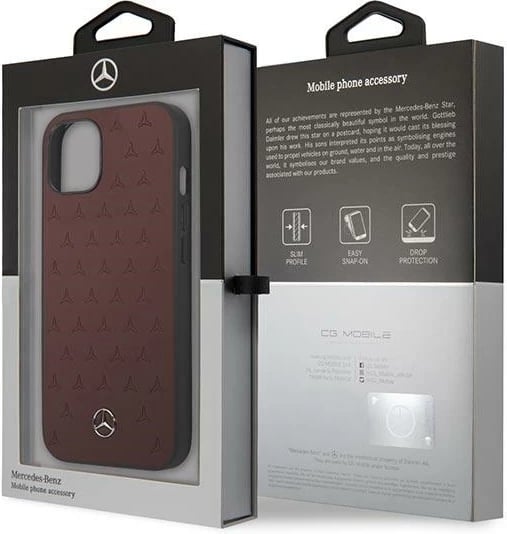 Mbështjellës Mercedes MEHCP13SPSQRE për iPhone 13 mini 5.4", lëkurë, i kuq